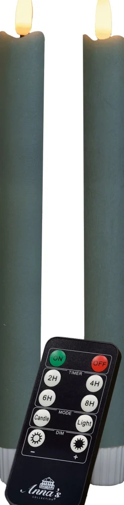 Anna's Collection LED dinerkaars Rustiek groen D 2,5 H 23 cm 2 stuks
