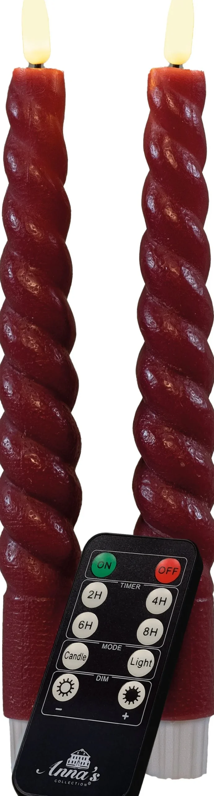 Anna's Collection LED dinerkaars Swirl bordeaux D 2,5 H 23 cm 2 stuks