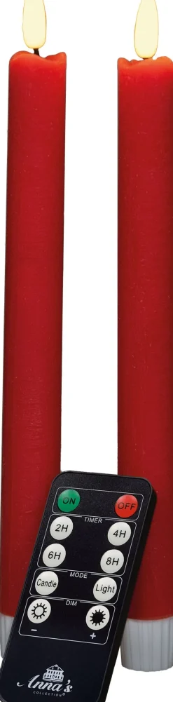 Anna's Collection LED dinerkaars rood met afstandsbediening D 2,5 H 23 cm 2 stuks