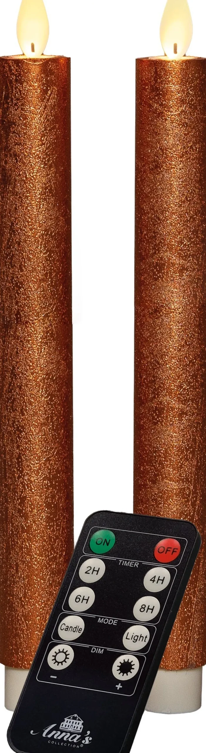 Anna's Collection LED dinerkaars koper D 2 H 23 cm 2 stuks