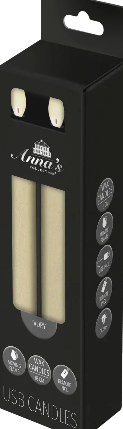 Anna's Collection LED dinerkaars Rustiek ivoor D 2 H 18 cm 2 stuks