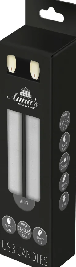 Anna's Collection LED dinerkaars Rustiek wit D 2 H 18 cm 2 stuks