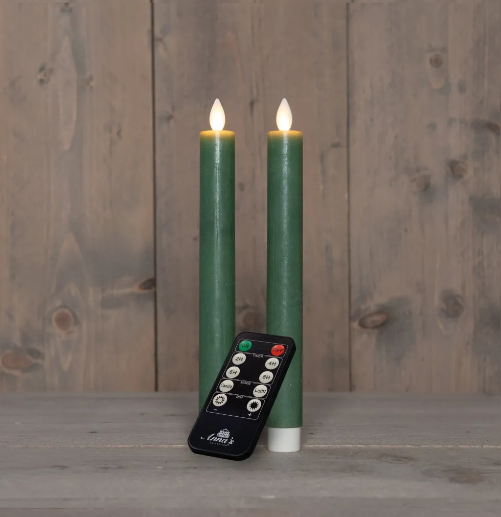 Anna's Collection LED dinerkaars Rustiek groen D 2 H 23 cm 2 stuks