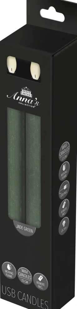 Anna's Collection LED dinerkaars Rustiek groen D 2 H 23 cm 2 stuks