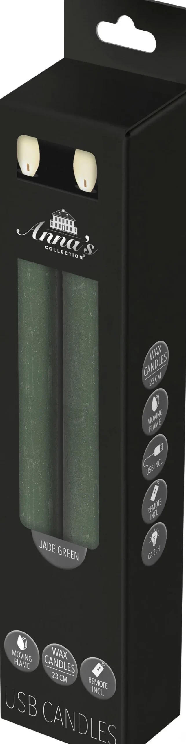 Anna's Collection LED dinerkaars Rustiek groen D 2 H 23 cm 2 stuks
