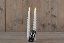 Anna's Collection LED dinerkaars Swirl wit D 2,5 H 23 cm 2 stuks