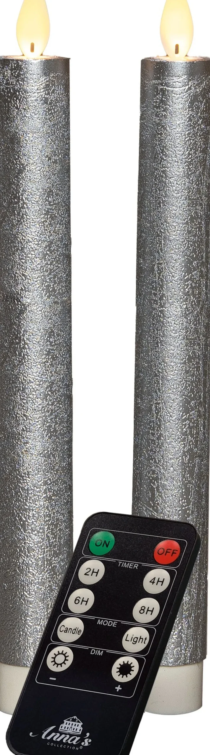 Anna's Collection LED dinerkaars zilver met afstandsbediening D 2,5 H 23 cm 2 stuks
