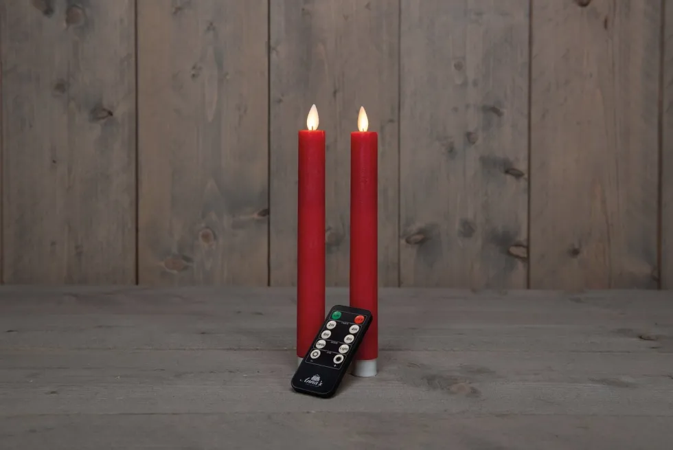 Anna's Collection LED dinerkaars rood D 2,5 H 23 cm 2 stuks