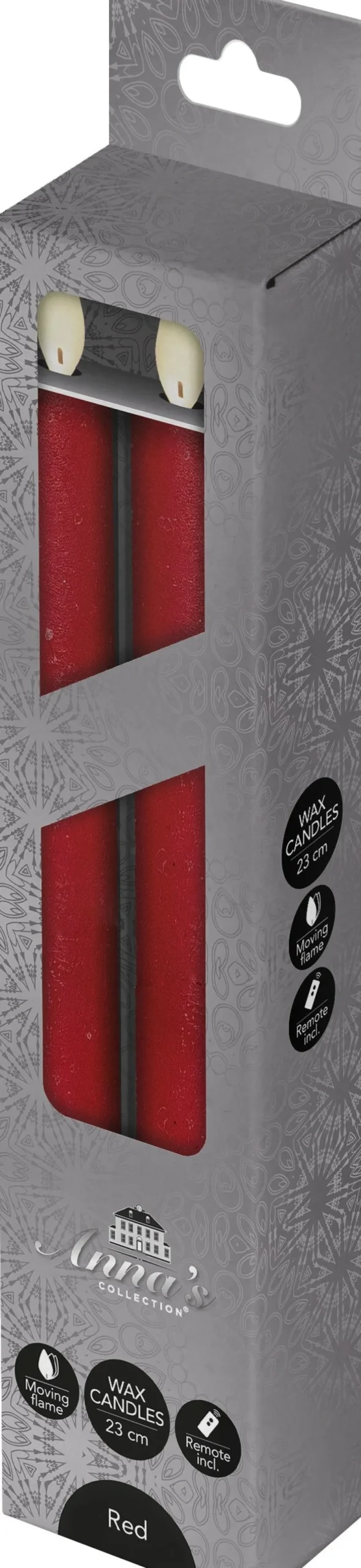 Anna's Collection LED dinerkaars rood D 2,5 H 23 cm 2 stuks