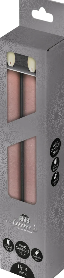 Anna's Collection LED dinerkaars Mino roze D 2 H 23 cm 2 stuks