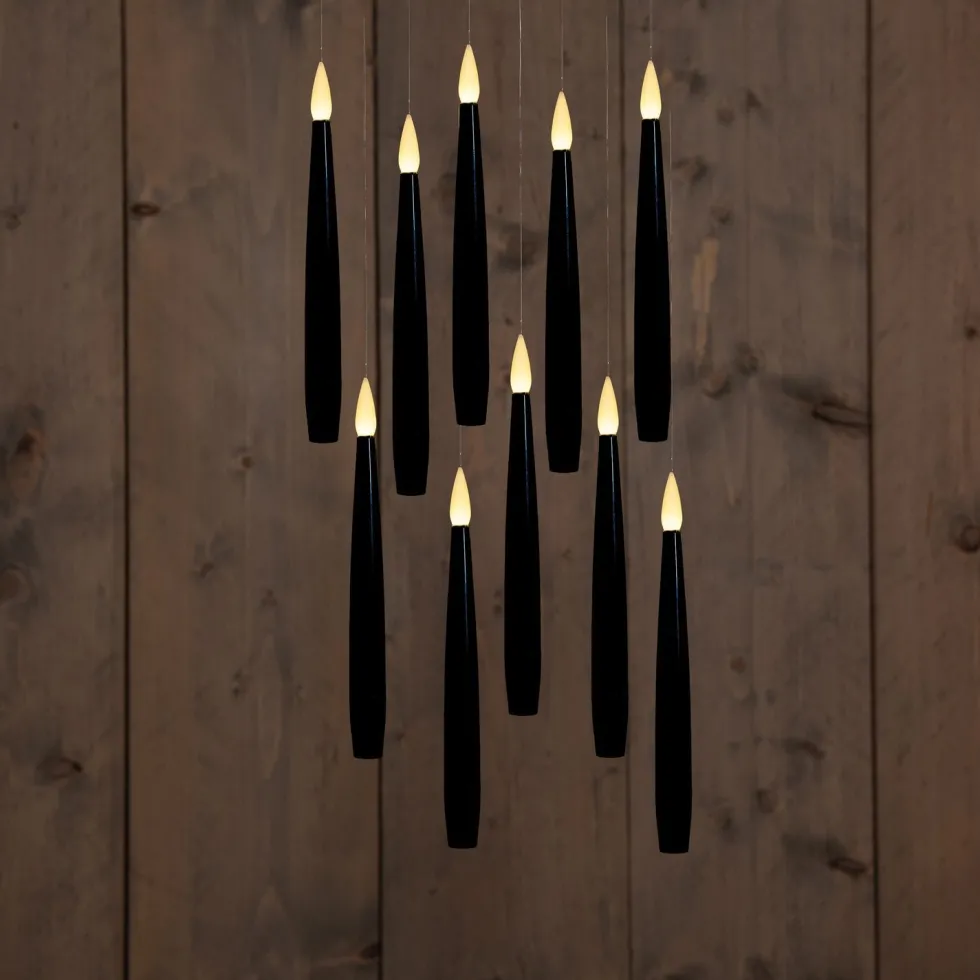Anna's Collection LED dinerkaars zwevend zwart D 2 H 15 cm 10 stuks