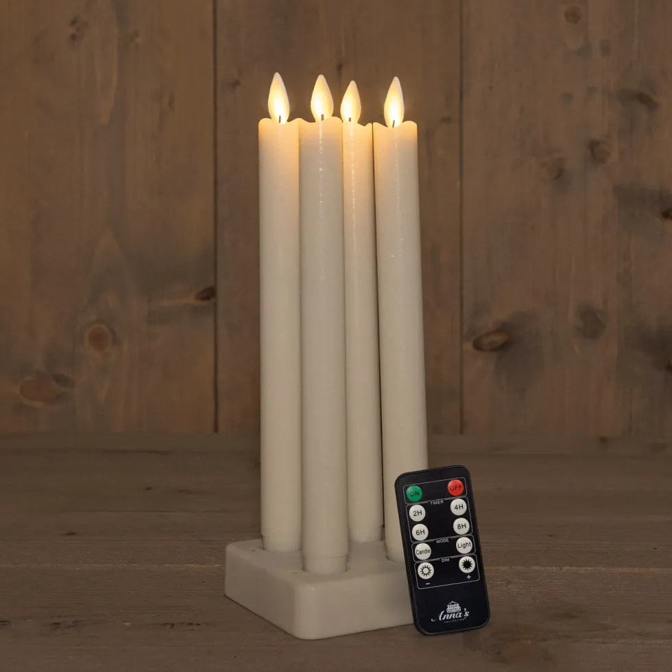 Anna's Collection LED dinerkaars Mino ivoor D 2 H 23 cm 4 stuks
