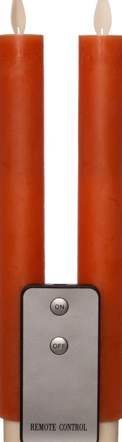Anna's Collection LED dinerkaars met afstandsbediening oranje D 2,5 H 23 cm 2 stuks