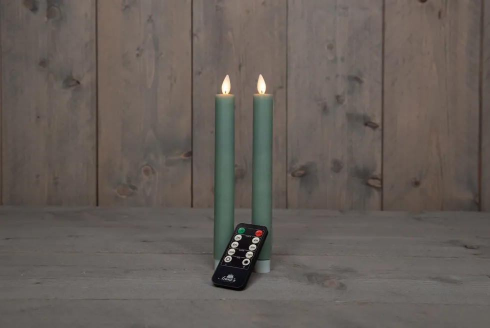 Anna's Collection LED dinerkaars groen D 2 H 23 cm 2 stuks