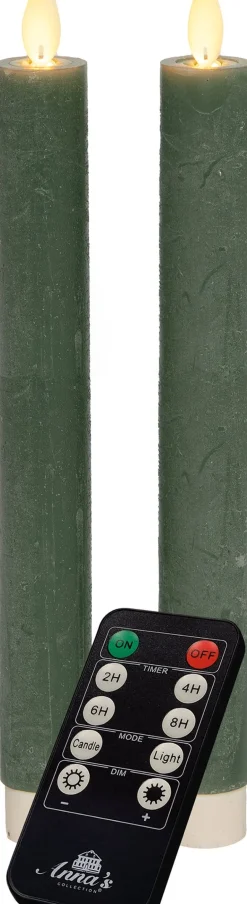 Anna's Collection LED dinerkaars groen D 2 H 23 cm 2 stuks