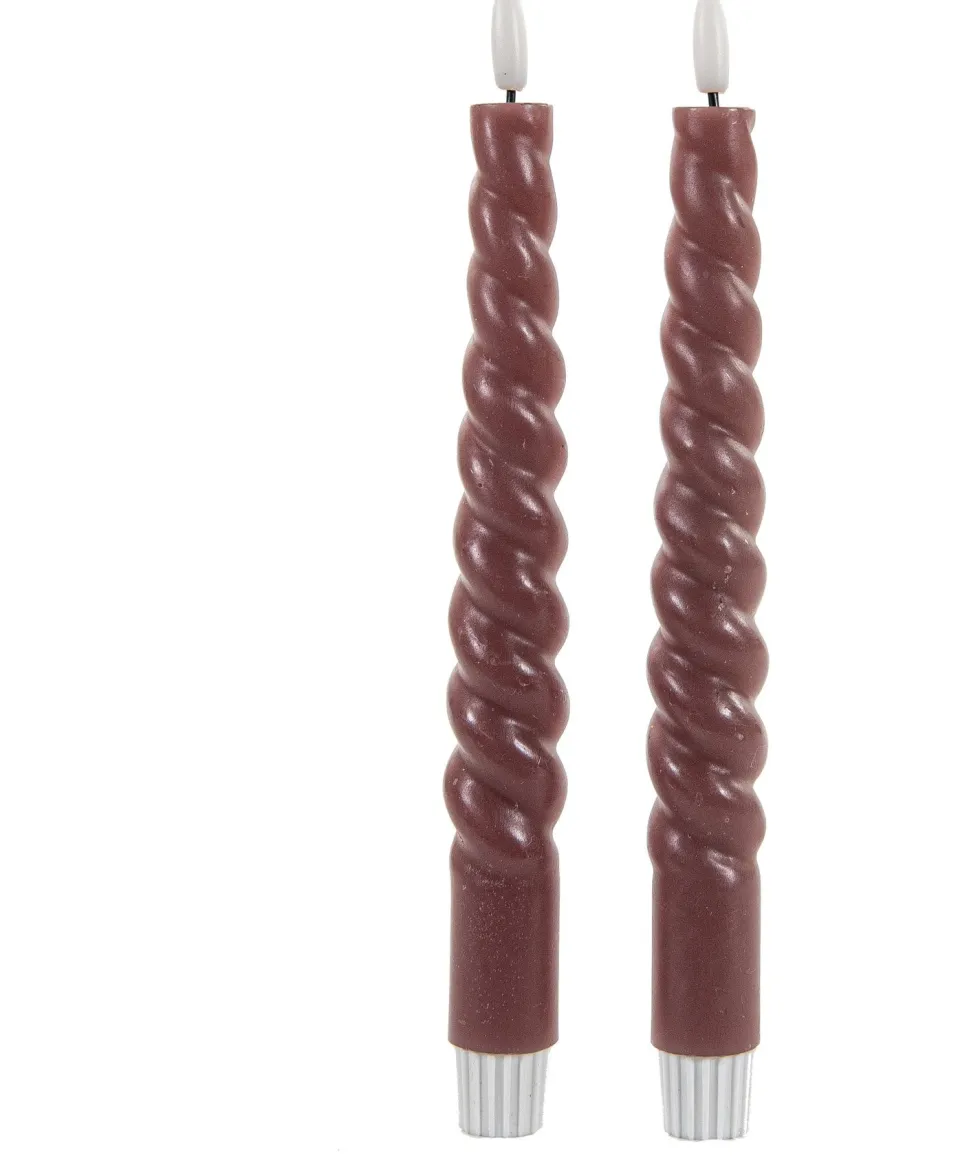 Anna's Collection LED dinerkaars Swirl roze D 2 H 23 cm 2 stuks