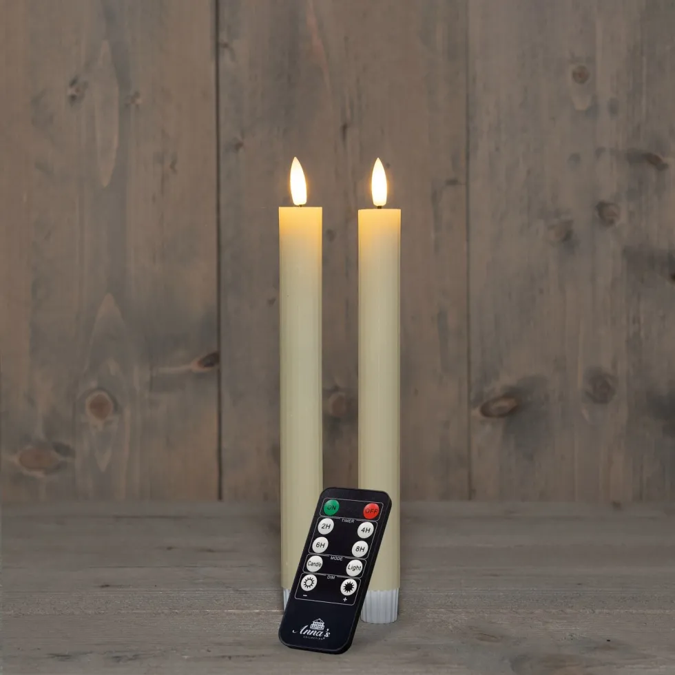 Anna's Collection LED dinerkaars Vito ivoor D 2 H 23 cm 2 stuks