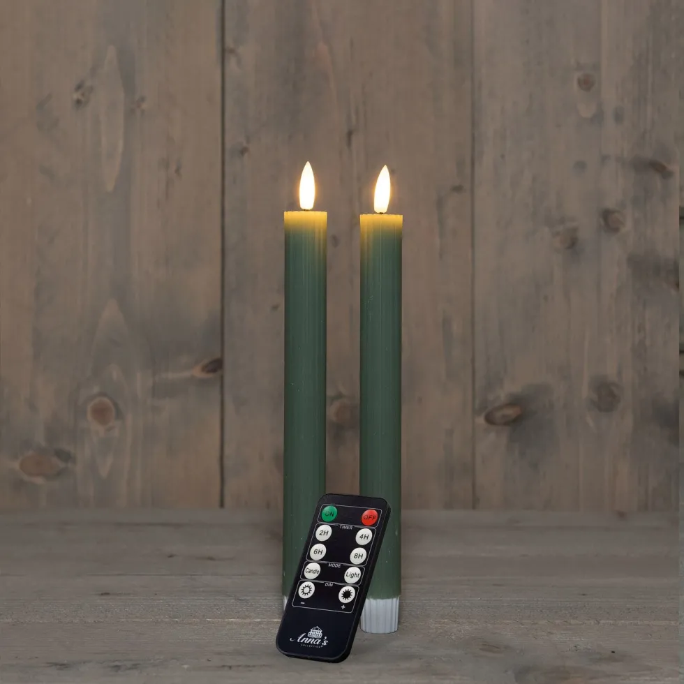 Anna's Collection LED dinerkaars Vito groen D 2 H 23 cm 2 stuks