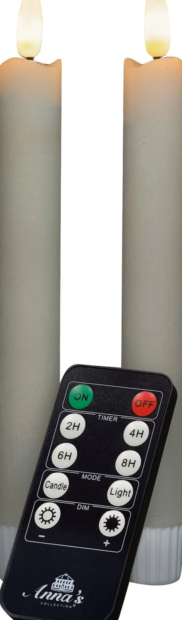 Anna's Collection LED dinerkaars Rustiek met timer ivoor D 2,1 H 18 cm 2 stuks