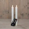 Anna's Collection LED dinerkaars Rib bewegende vlam met timer wit D 2,2 H 23 cm 2 stuks
