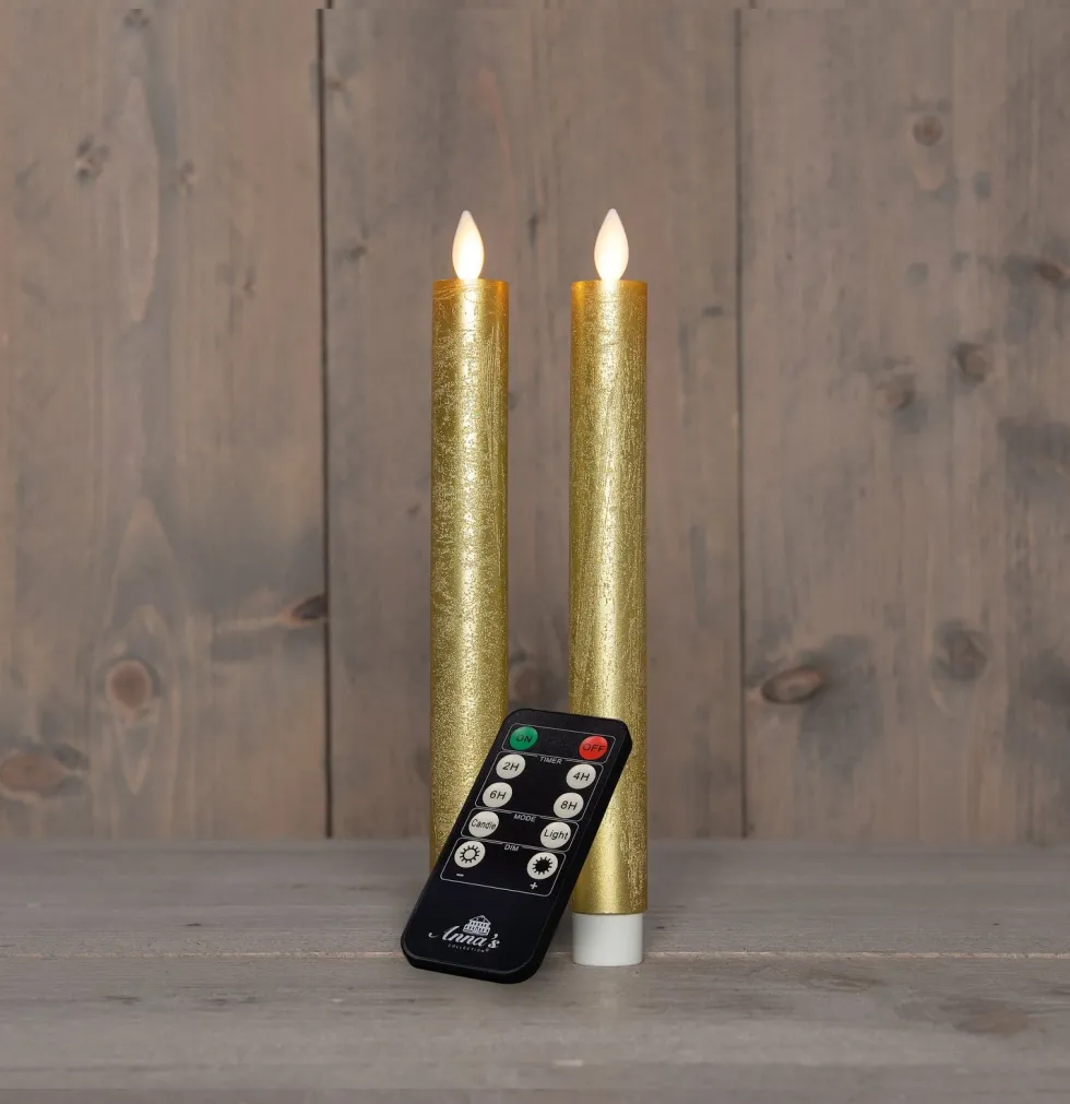 Anna's Collection LED dinerkaars Rustiek goud D 2 H 23 cm 2 stuks