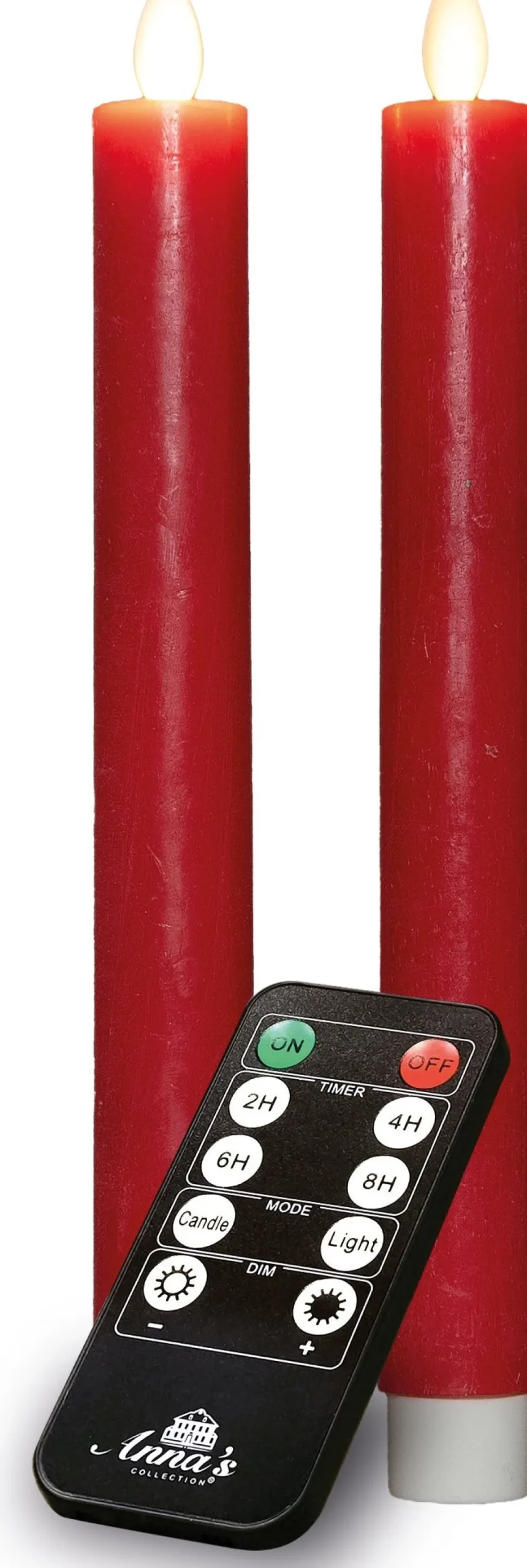 Anna's Collection LED dinerkaars Rustiek rood D 2 H 23 cm 2 stuks