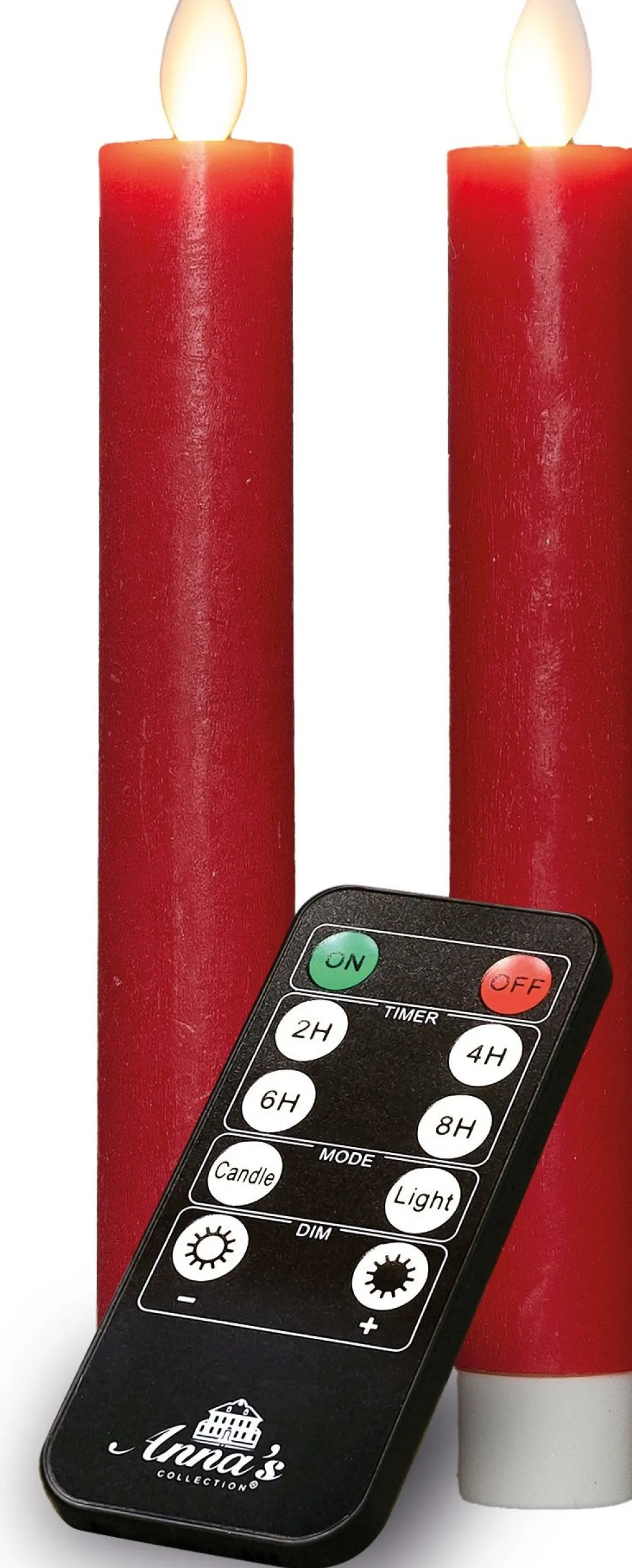 Anna's Collection LED dinerkaars Rustiek rood D 2 H 18 cm 2 stuks