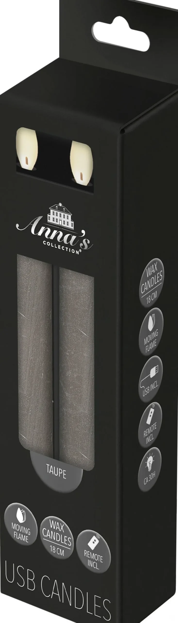 Anna's Collection LED dinerkaars Rustiek taupe D 2 H 18 cm 2 stuks