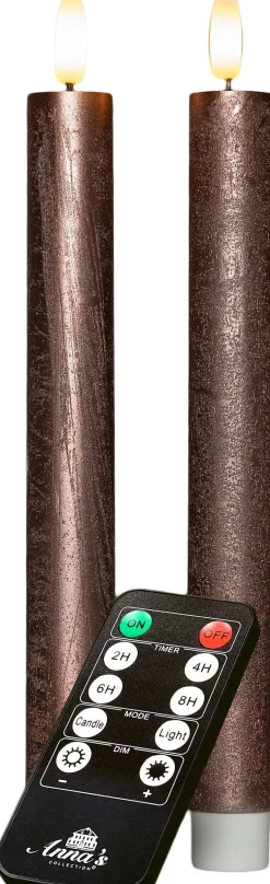 Anna's Collection LED dinerkaars brons D 3 H 23 cm 2 stuks