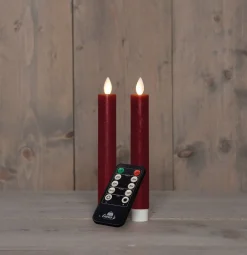 Anna's Collection LED dinerkaars Rustiek bordeaux D 2 H 18 cm 2 stuks