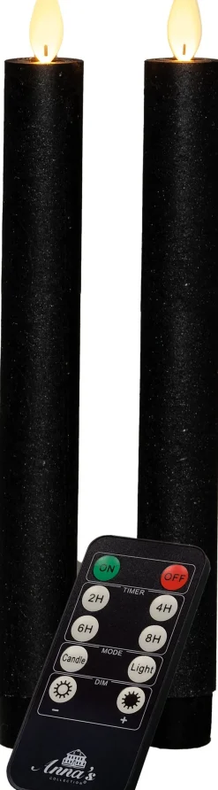 Anna's Collection LED dinerkaars zwart D 2,5 H 23 cm 2 stuks