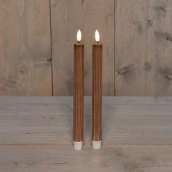 Anna's Collection LED dinerkaars Rib koper D 2,1 H 25 cm 2 stuks