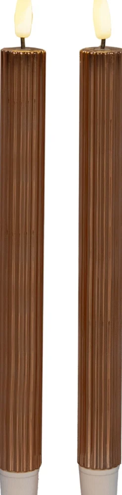 Anna's Collection LED dinerkaars Rib koper D 2,1 H 25 cm 2 stuks