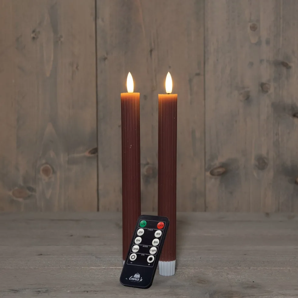 Anna's Collection LED dinerkaars Vito roze D 2 H 23 cm 2 stuks