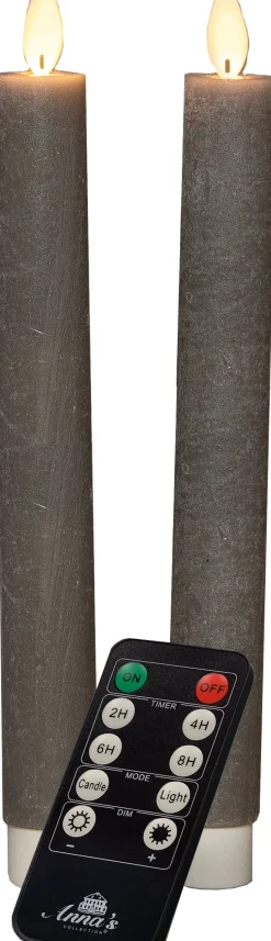 Anna's Collection LED dinerkaars taupe D 2,5 H 23 cm 2 stuks