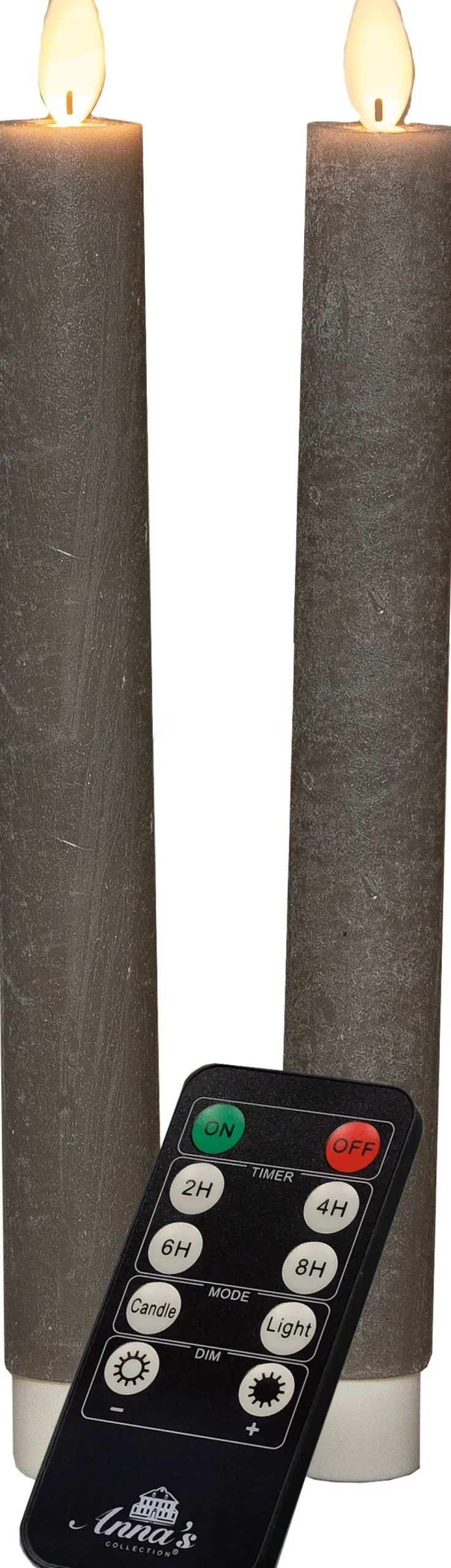 Anna's Collection LED dinerkaars taupe D 2,5 H 23 cm 2 stuks