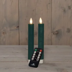 Anna's Collection LED dinerkaars Tara met timer groen D 2,2 H 18 cm 2 stuks