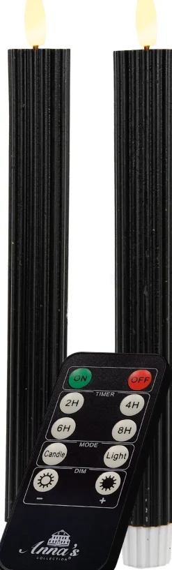 Anna's Collection LED dinerkaars Vito zwart D 2 H 23 cm 2 stuks