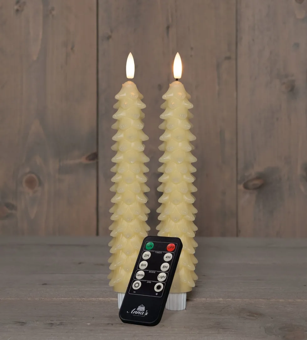 Anna's Collection LED dinerkaars Rambu kerstboom ivoor D 2,2 H 23 cm
