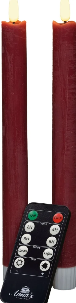 Anna's Collection LED dinerkaars rood D 2 H 23 cm 2 stuks