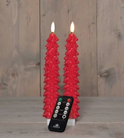 Anna's Collection LED dinerkaars Rambu kerstboom rood D 2,2 H 23 cm