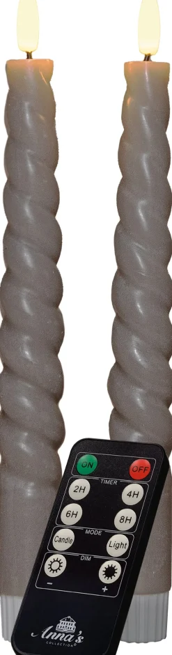 Anna's Collection LED dinerkaars Swirl taupe D 2 H 23 cm 2 stuks