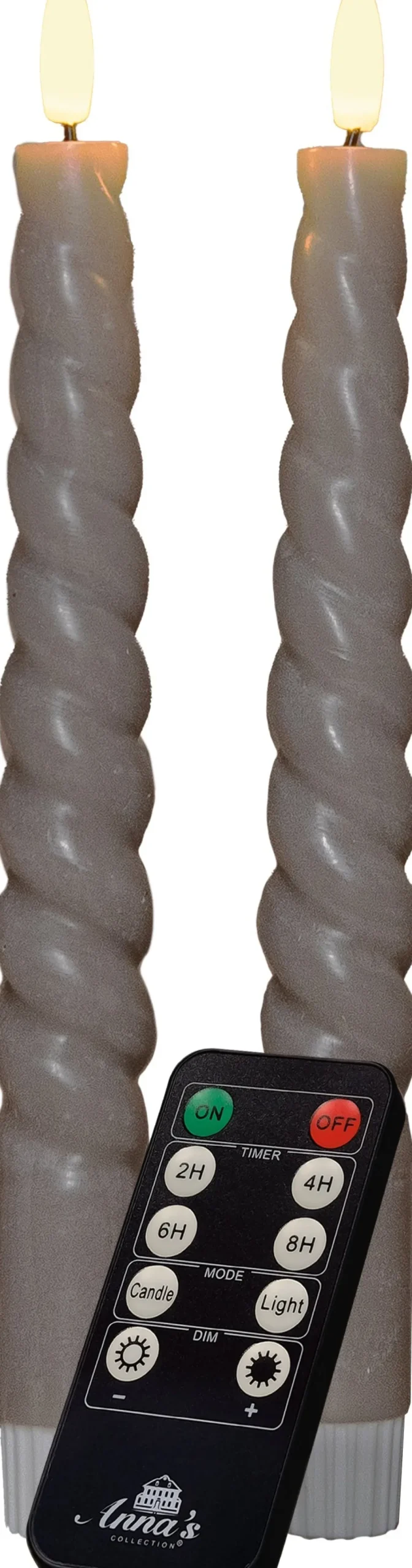 Anna's Collection LED dinerkaars Swirl taupe D 2 H 23 cm 2 stuks