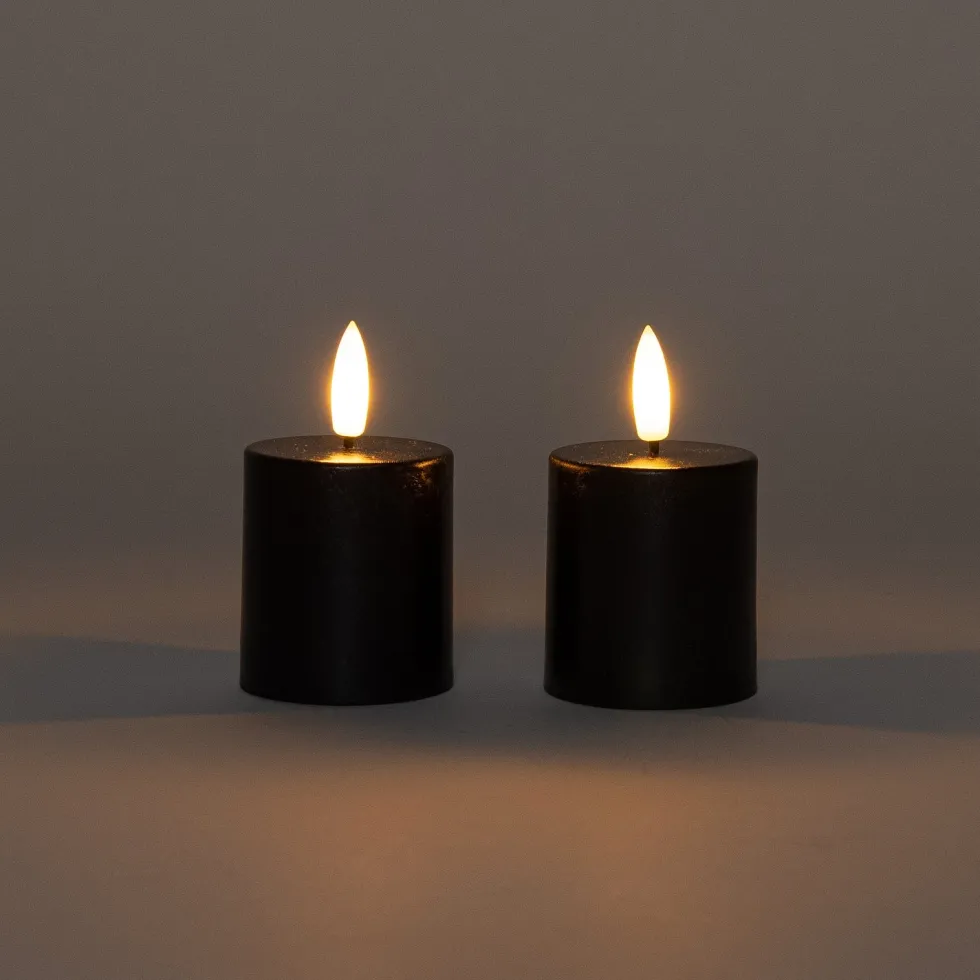 Anna's Collection LED dinerkaars zwart D 2 H 23 cm 2 stuks
