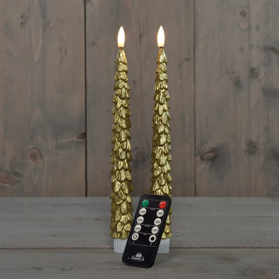 Anna's Collection LED dinerkaars met afstandsbediening Rambu goud D 3 H 27 cm