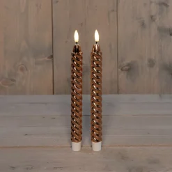 Anna's Collection LED dinerkaars Swirl koper D 2,1 H 25 cm 2 stuks