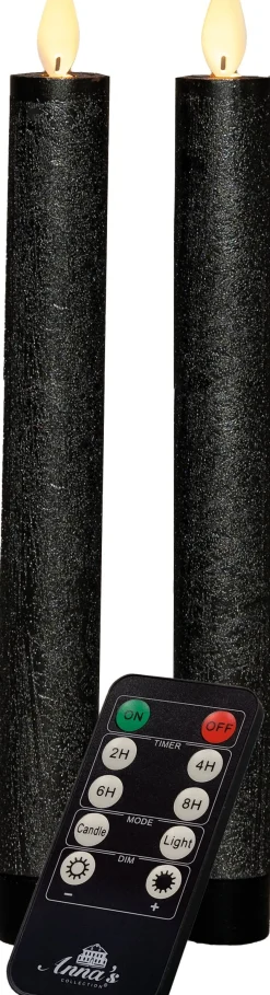 Anna's Collection LED dinerkaars antraciet D 2 H 23 cm 2 stuks