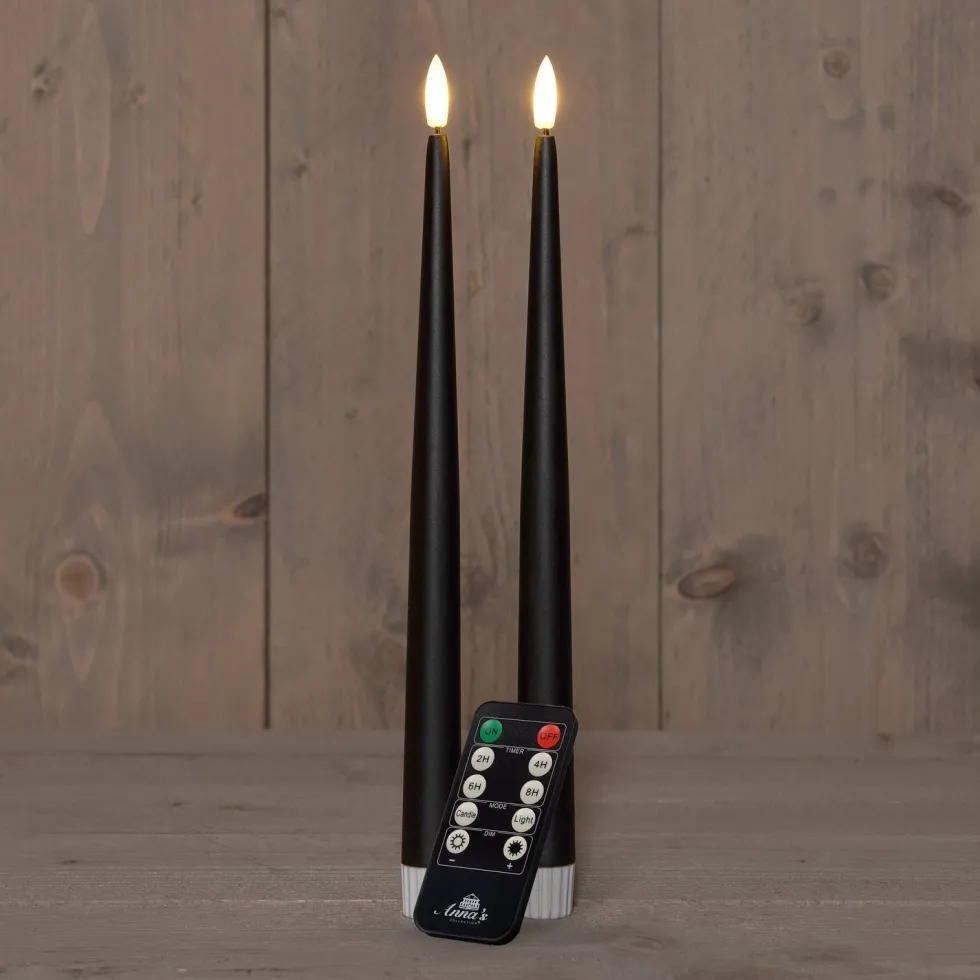 Anna's Collection LED dinerkaars Mino zwart D 3 H 30 cm 2 stuks