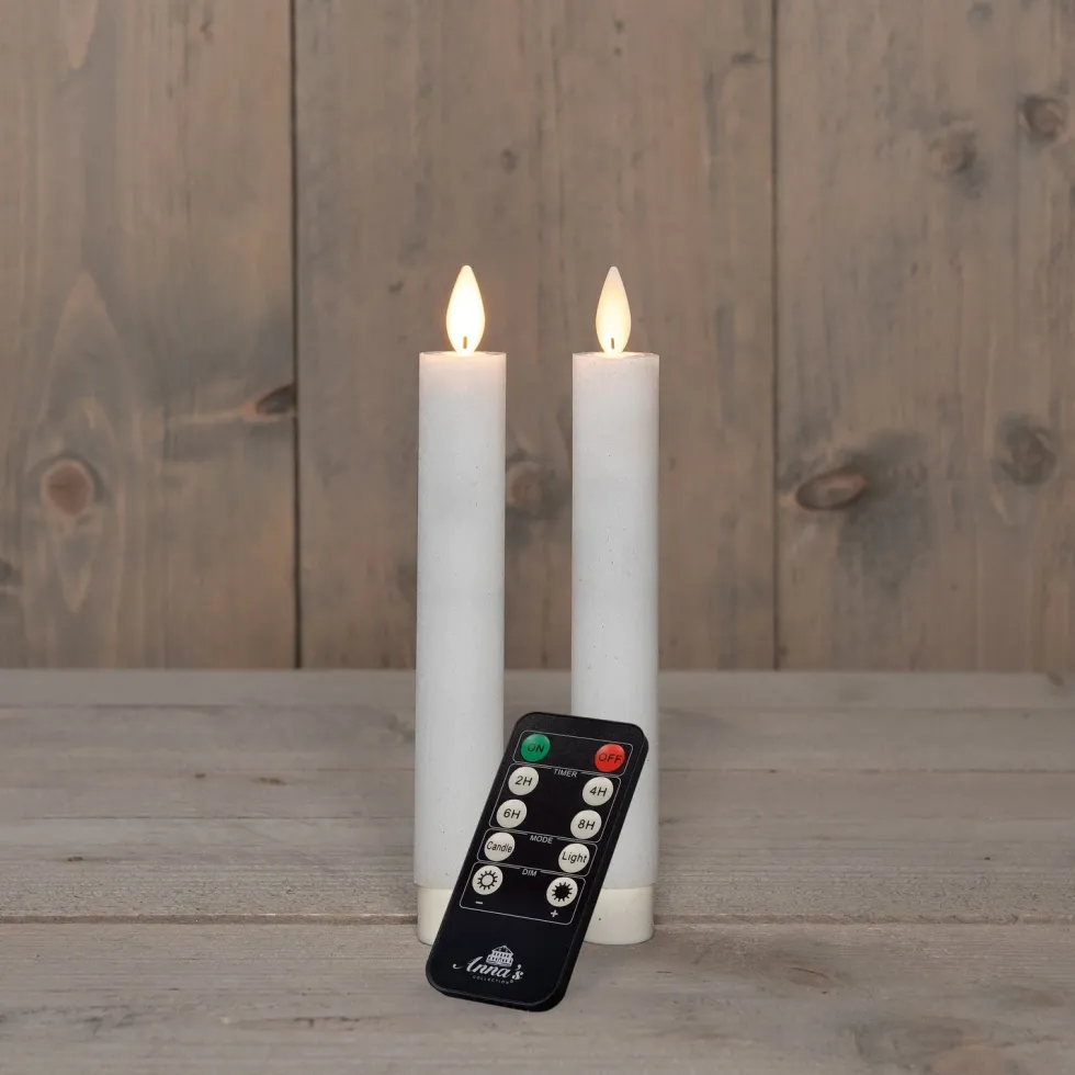 Anna's Collection LED dinerkaars met timer wit D 2 H 18 cm 2 stuks