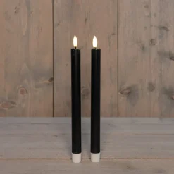 Anna's Collection LED dinerkaars Larni zwart D 2,1 H 25 cm 2 stuks